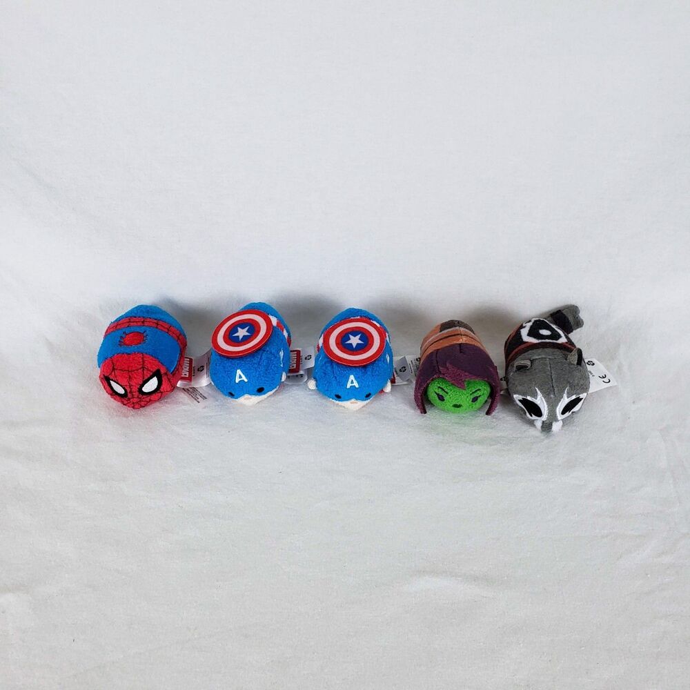 Disney Tsum Tsum Plush Lot - Marvel Spiderman Captain America Gamora Rocket